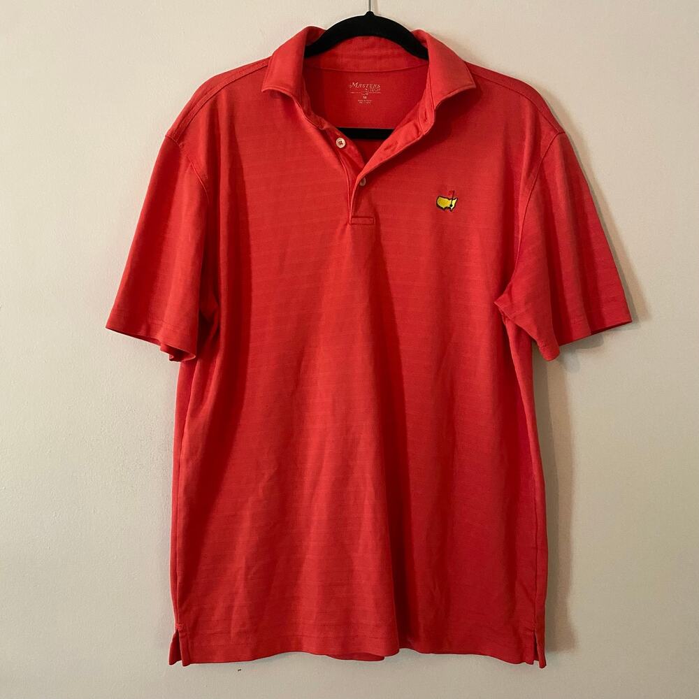 Masters Pink Stripe Polo Shirt Golf Preppy Activewear Lightweight Men's Medium